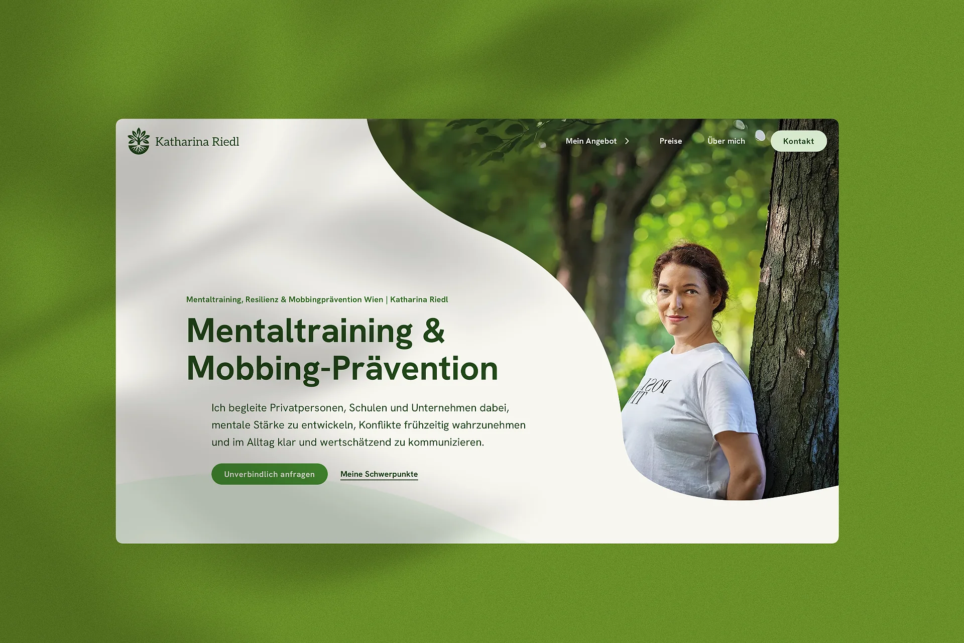 Mockup der Website von der Mentaltrainerin Katharina Riedl